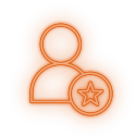 ICONS_ABOUT_03 An outline of a person with a star badge overlaid