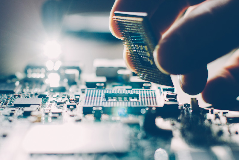 A microchip being installed