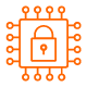 Icon - a microchip with a padlock in the center