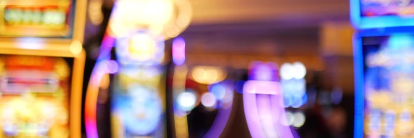 A row of out of focus slot machines