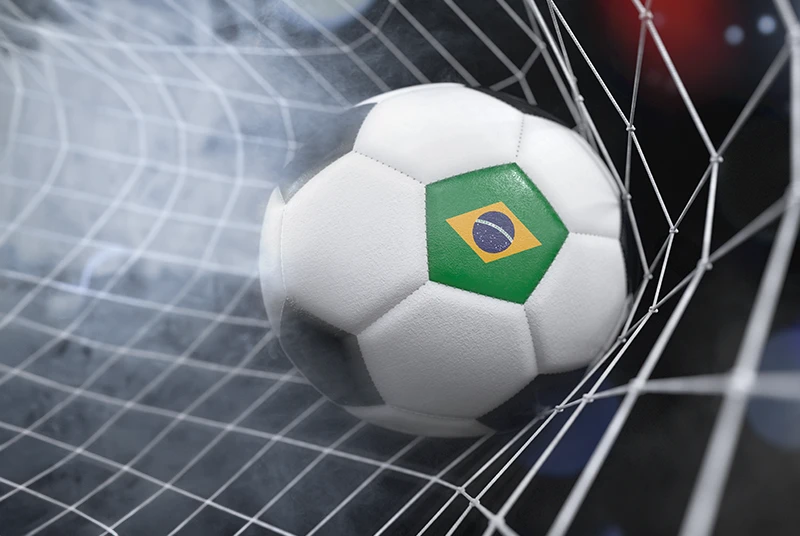 Brazilian football scoring a goal